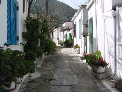 Narrow street in Lastros Village