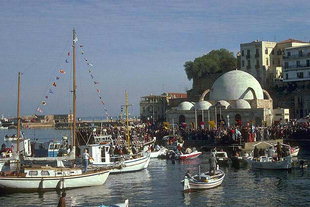 Feier am 6. Januar im Hafen von Chania