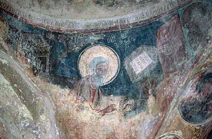 L'Evangéliste Saint Luc dans l'église d'Agios Pavlos, Agios Ioannis