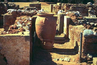 A giant pithos in the West Corridor, Malia