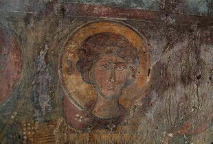 A 13C fresco by Ioannis Pagomenos in the Panagia Church, Alikambos