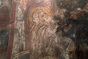 Fresko aus dem 13. Jahrhundert von Ioannis Pagomenos in der Panagia-Kirche, Alikambos