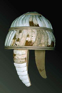 Helmet made from boar's teeth