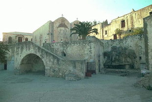 The courtyard of Preveli Monastery