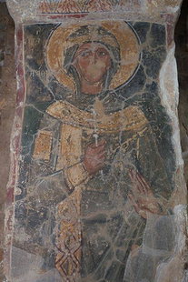 Fresko in der byzantinischen Kirche Ai Yannis Kyr-Yannis in Alikianos