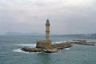 The Venetian lighthouse (faros) in the harbour of Chania