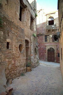 Venetian buildings in the old town of Chania
