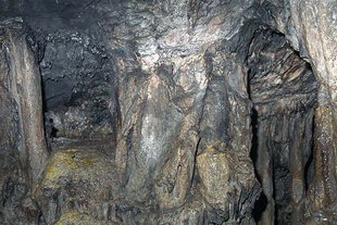 The stalagmites and stalactites in the Dikteon Cave