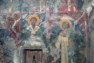 Une fresque dans l'église de la Panagia Kera Grameni, Meseleri