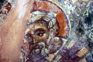Fresko in der byzantinischen Agios Stefanos-Kirche, Drakona