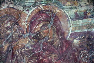 Fresko in der byzantinischen Agios Stefanos-Kirche, Drakona