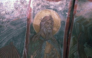 Fresko in der byzantinischen Agia Anna-Kirche