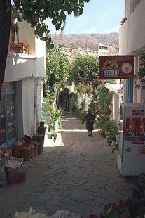 A narrow street in the village of Anogia