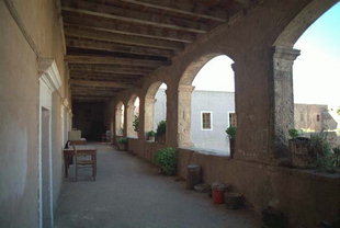 The cloister area of Arkadi Monastery