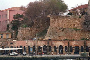 The Kastelli wall in the harbour of Chania