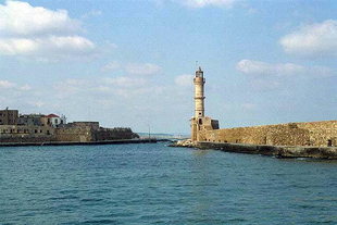 The harbour of Chania viewed from the east end