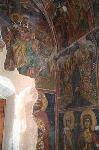 The frescoed interior of Afentis Christos Church in Potamies