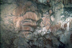 Stalactites and stalagmites in the Sendoni Cave, Zoniana