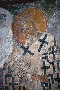 A fresco in the Panagia Kardiotissa, Miriokefala