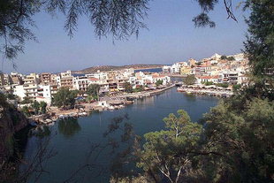 Voulismeni Lake and the fishing boat harbour, Agios Nikolaos