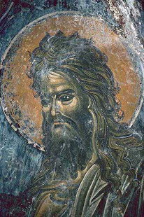 Une fresque de Jean le Baptiste dans l'église d'Agios Ioannis, Axos