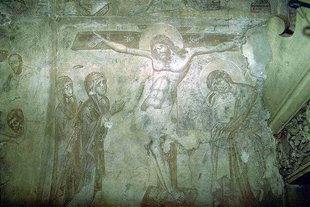 L'affresco della Crocifissione del XIV secolo, chiesa di Agios Antonios, Avdoù