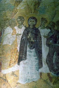 Une fresque dans l'église d'Agios Pandeleimonas, Pigi