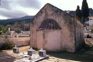 The cemetery church of Agios Ioannis Prodromos with frescoes dated 1370, Kritsa