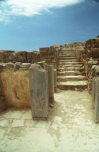 The staircase (up) in the passage off the Central Court, Festos