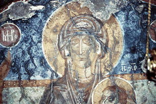 Un affresco della Vergine Maria nella chiesa di Panagìa, Kadros