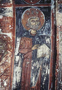 Fresko aus dem 14. Jhdt. in der Panagia-Kirche, Kadros