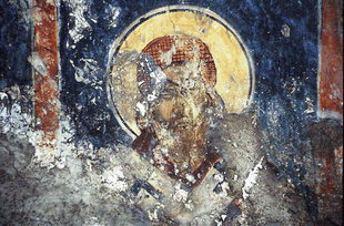 Fresko in der Agios Georgios-Kirche in Kato Floria