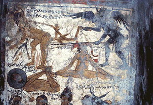 Une fresque bien conservée représentante la Punition des Damnés, Agia Paraskevi C, Voutas