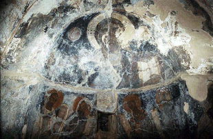 The Pantocrator fresco in the church of Agios Georgios, Lambini