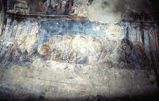 La fresque de la Dernière Cène dans l'église d'Agios Georgios, Vathiako