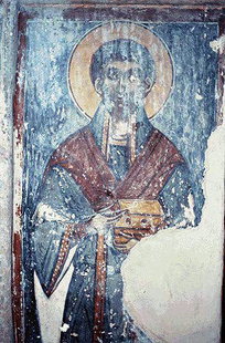 Une fresque dans l'église du XIV siècle de la Panagia à Demblohori