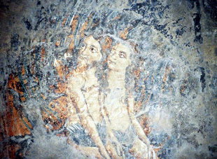 Une fresque dans l'église de Sotiras Christos à Akoumia