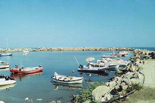 The small sport and fishing harbour in Platanias
