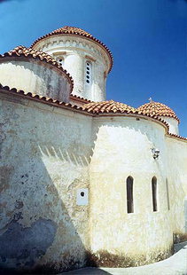 The Panagia Odigitria Church and the Turkish canon ball, Moni Gonia