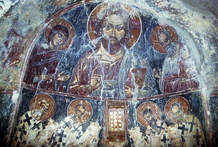 Fresko aus dem 14. Jhdt. in der Agia Marina-Kirche in Kalogeros