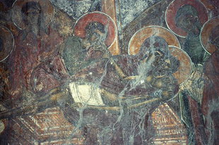 Une fresque dans l'église d'Agia Triada et Agios Nikolaos à Agia Triada