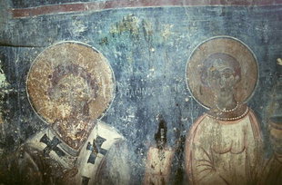 Fresko in der byzantinischen Agios Nikolaos-Kirche, Mouri