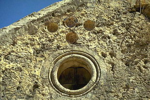 An artistic window in Michael Archangelos Church, Vlahiana