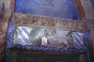 Der St. Markus-Löwe auf dem Portal der Agios Georgios-Kirche, Kamariotis