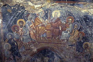 A fresco in the small chapel of Agia Marina, Moni Halepa