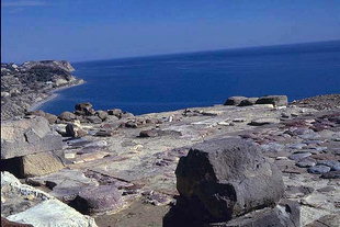 The Libyan Sea and the courtyard of the villa, Mirtos