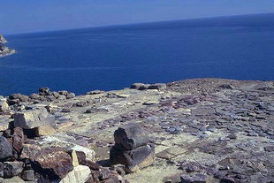 The Libyan Sea and the courtyard of the villa, Mirtos