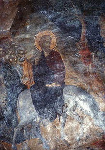 Η τοιχογραφία της εισόδου του Χριστού στην Ιερουσαλήμ στην Αγία Πελαγία στην Άνω Βιάννο